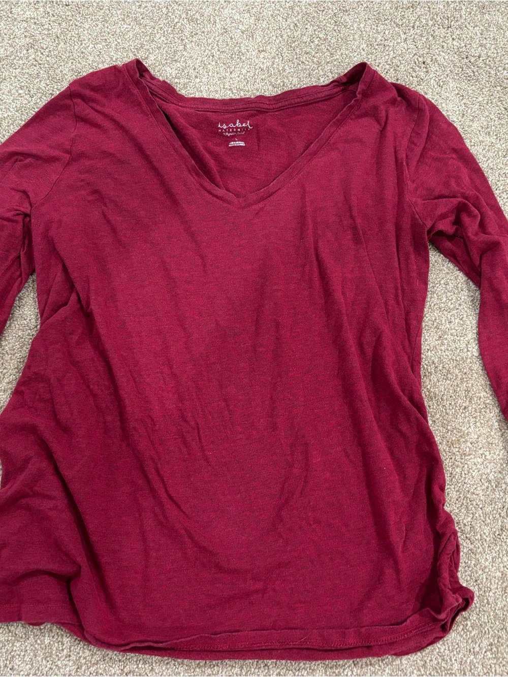 Lot of 2 maternity long sleeve shirts Isabel large red bluish green